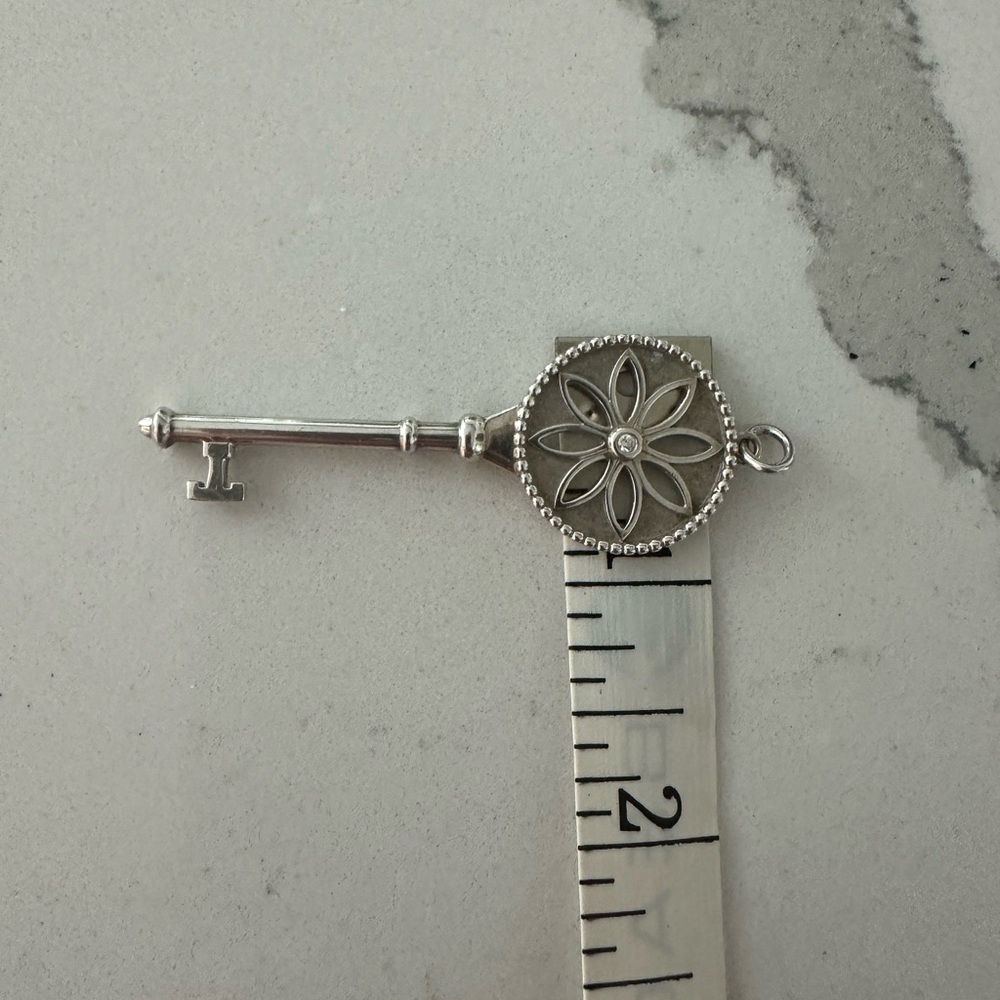 Tiffany & CO. Silver and Dimond Daisy Key Pendant with Beaded Design - Picture 4 of 8